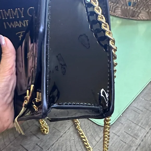 Jimmy Choo Black Patent mClutch with Gold Accents NWOT - Picture 9 of 12